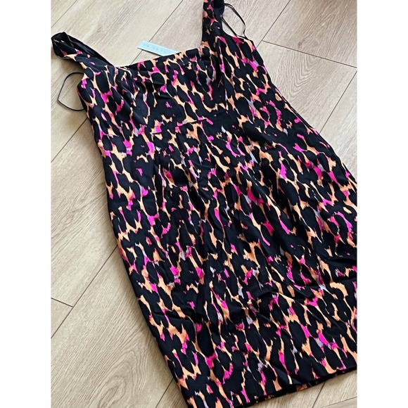 Trina Turk Bewitching Dress Black Pink Orange Leopard Print Sheath Size 10 - Picture 3 of 8